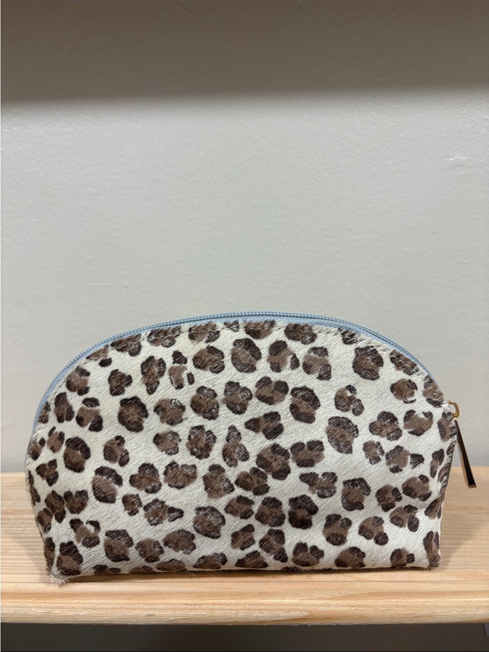 Leopard Print Cosmetic Pouch - Brown and Cream